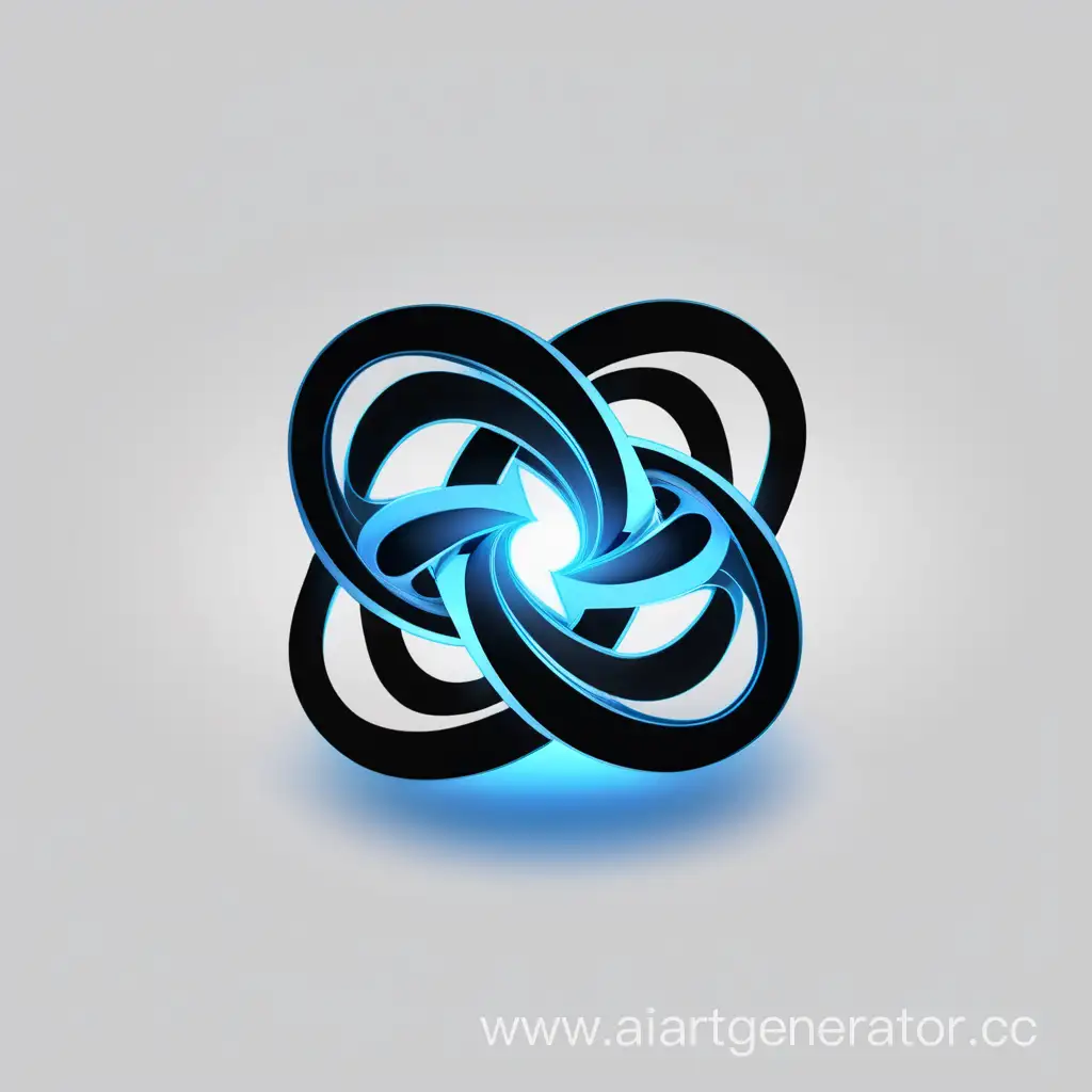 Logo, infinity, blue and black colours, glow.