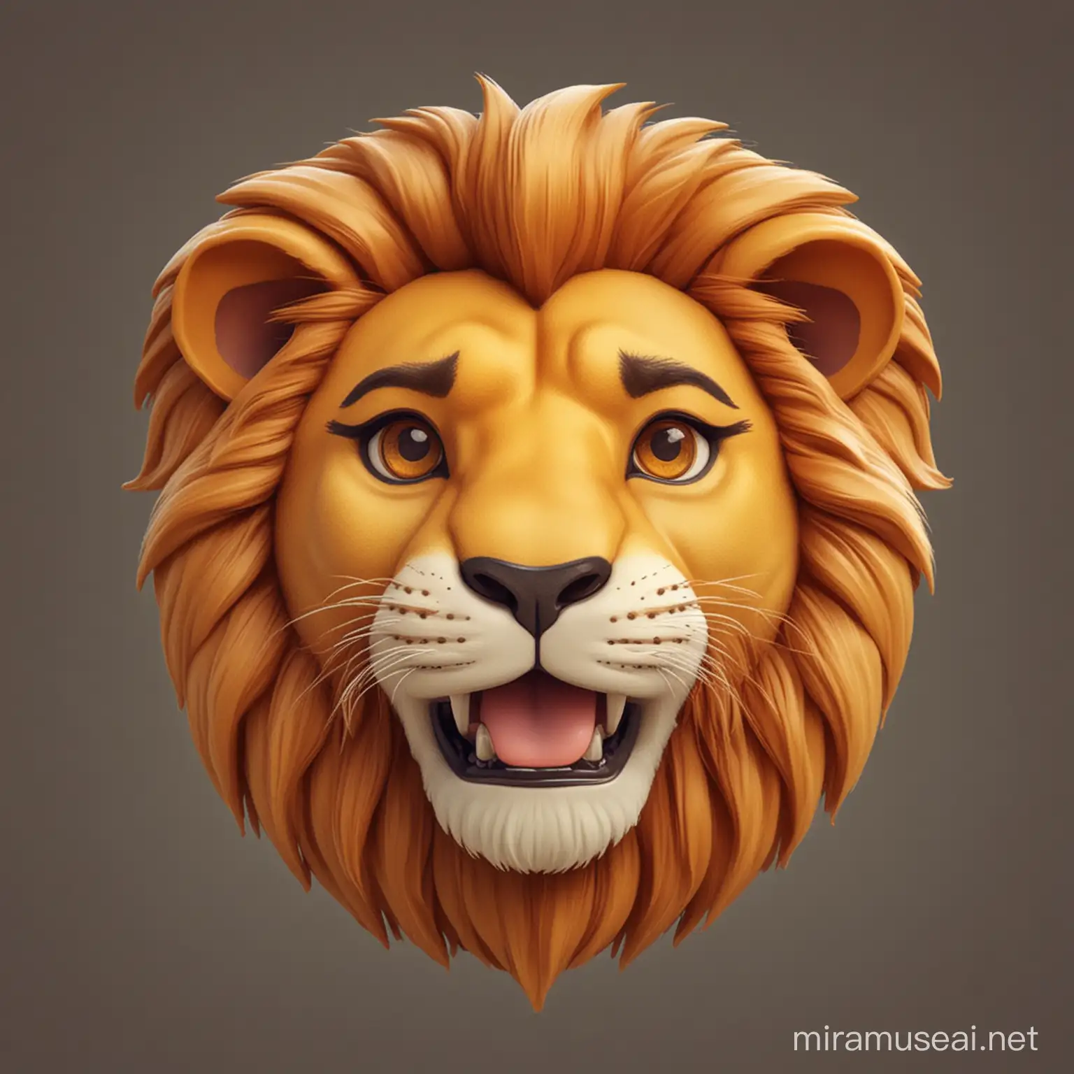 Roaring Lion Emoji in Vibrant Sunset Sky