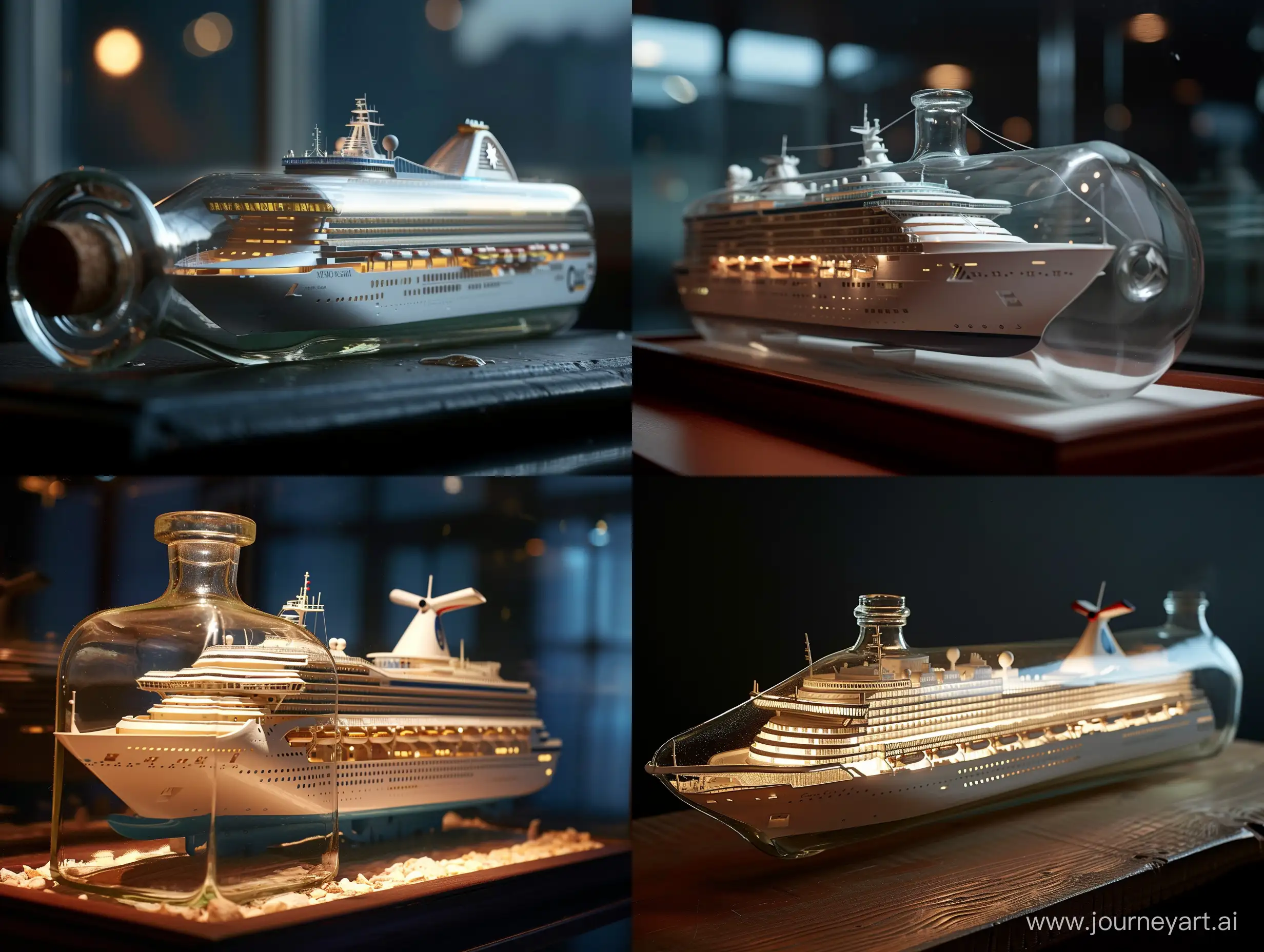 Exquisite-Modern-Cruise-Ship-Captured-in-a-Bottle-Artwork
