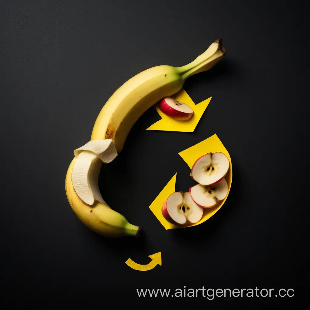 EcoFriendly-Recycling-Concept-Apple-Core-and-Banana-Peel-with-Recycling-Symbol