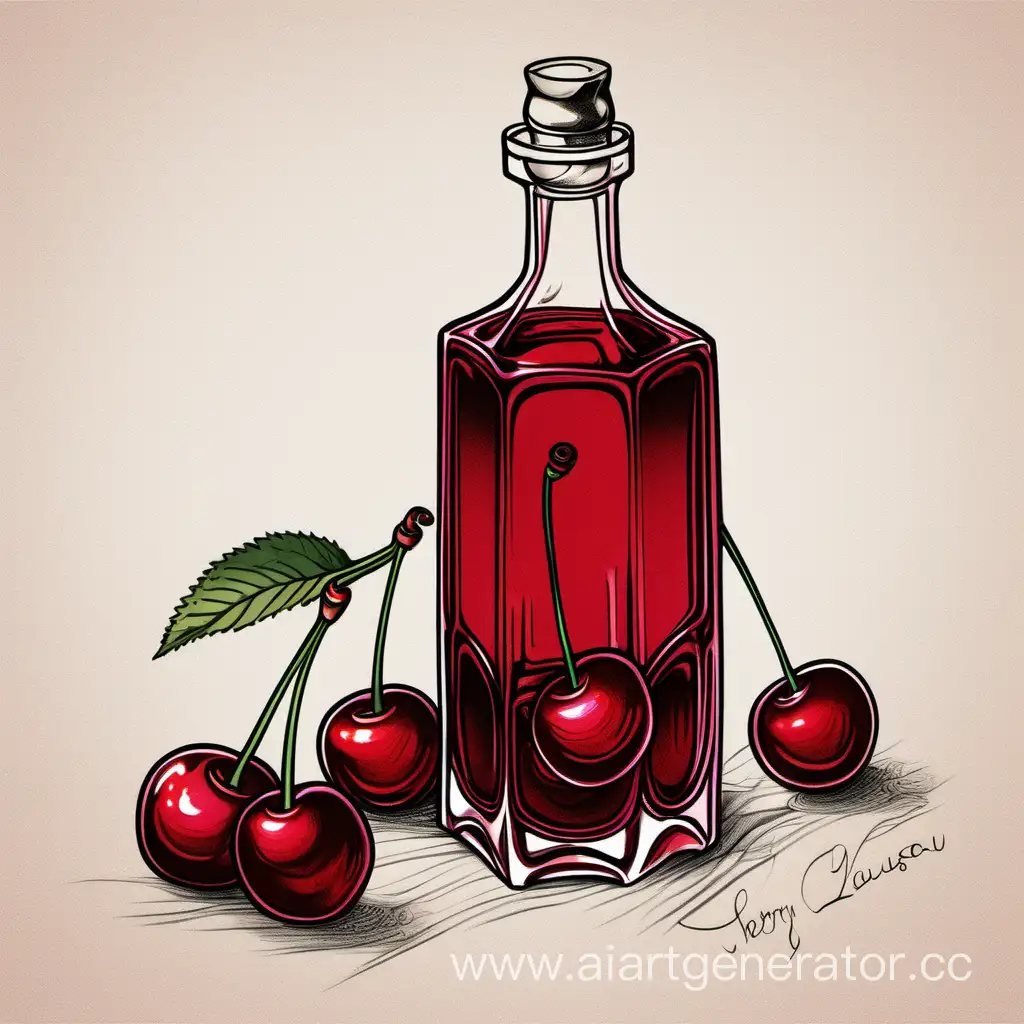 Vibrant-Cherry-Liqueur-Illustration-on-Artistic-Canvas