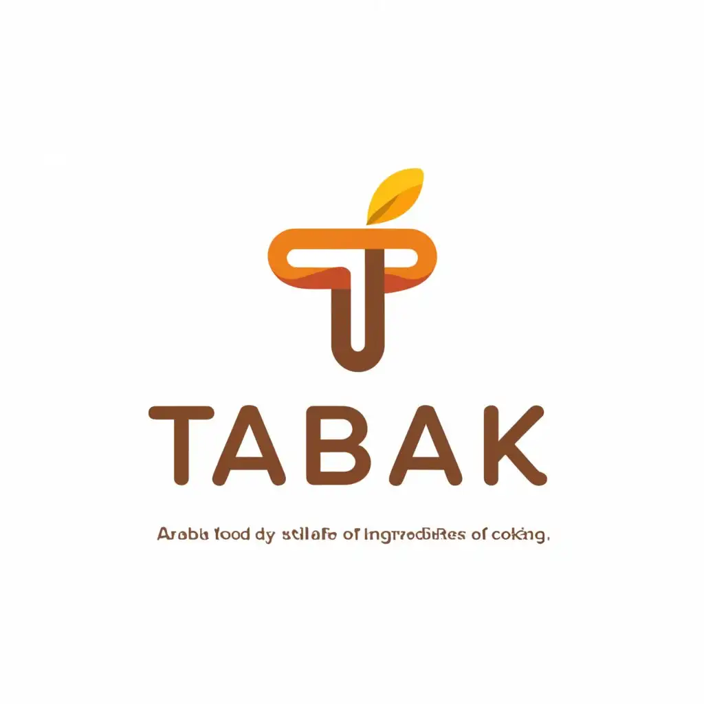 a logo design,with the text "TABAK", main symbol:SIMPLE logo for an Arabic food application TABAK that help the mother to know what to cook a dish for the day from ingredience  they have at home,Minimalistic,clear background