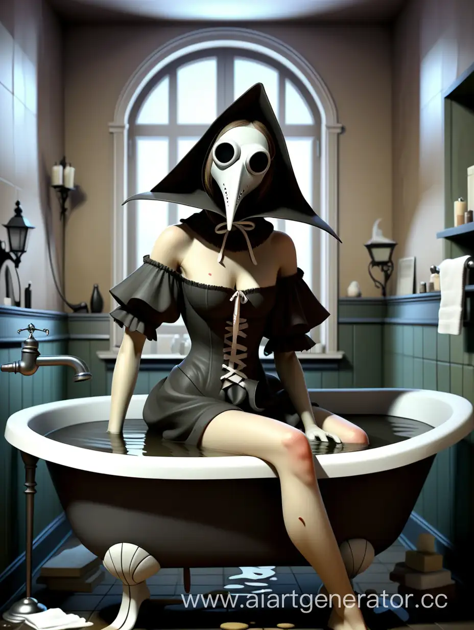 Mystical-Plague-Doctor-Girl-Immersed-in-Enchanting-Bath