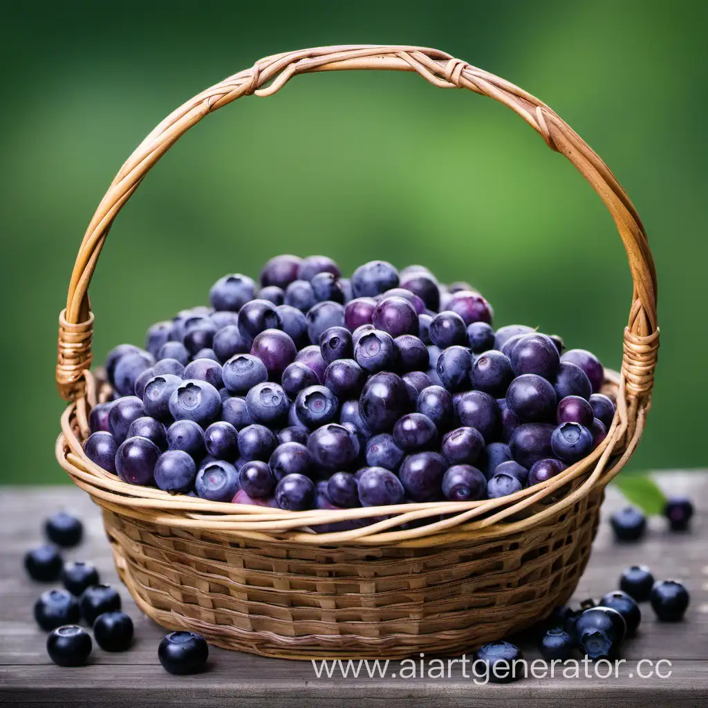 Basket of purple blueberries