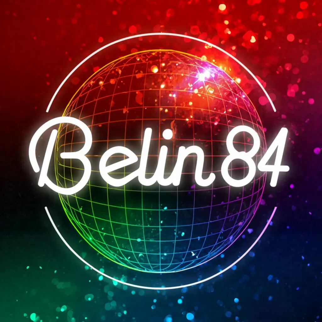 LOGO-Design-for-Belin84-Daft-Punk-Style-Text-with-Shining-White-Letters-and-Colorful-Border-Disco-Ball