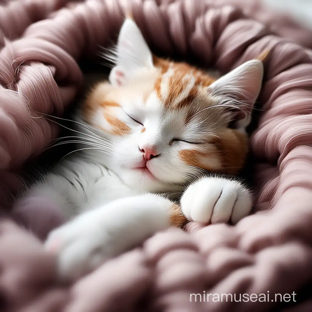 Peaceful Cat Napping on Soft Blanket