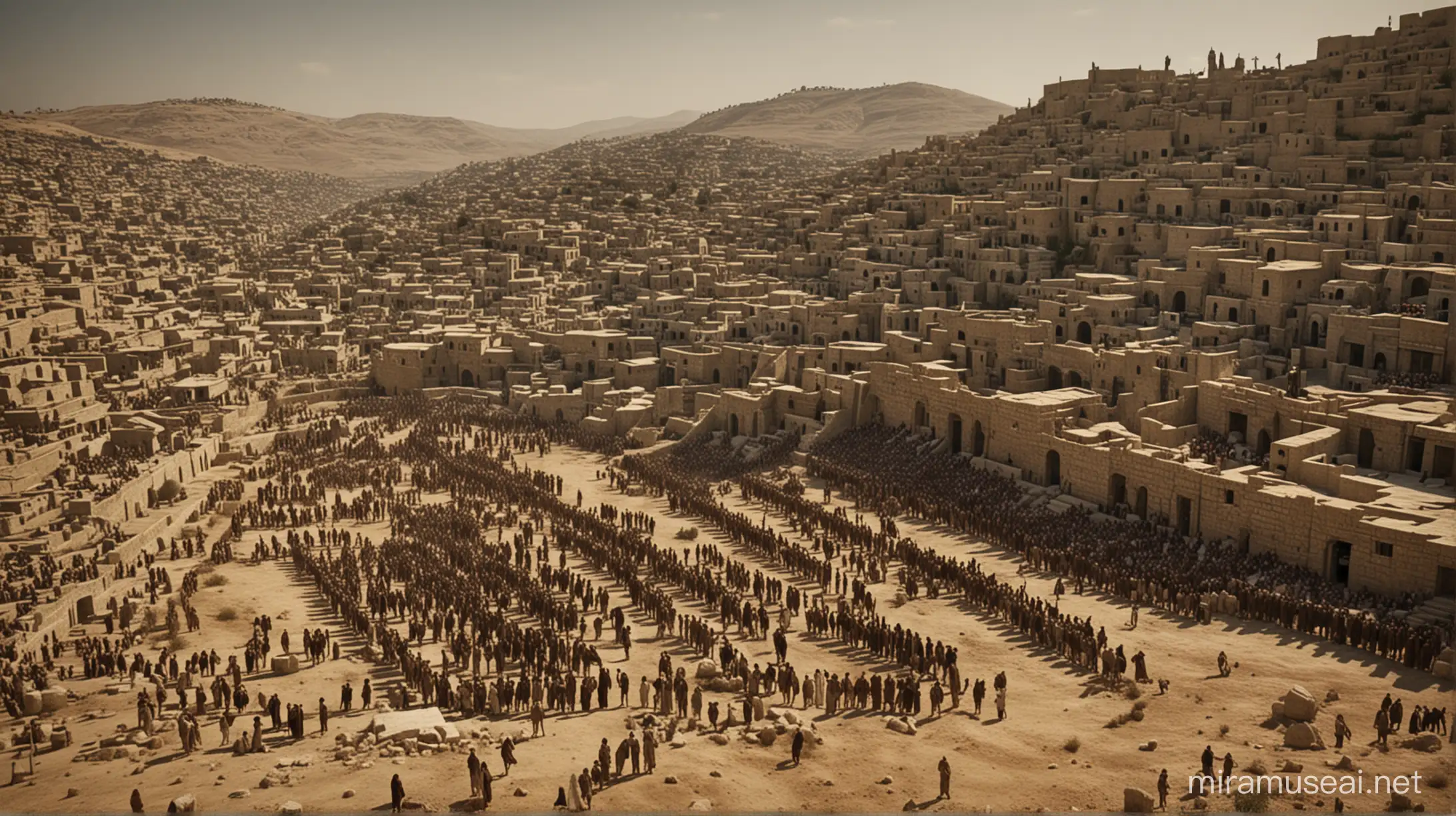 create an image of 1st century Palestine. 6k resolution, more realistic, based on the movie The Passion of the Christ.