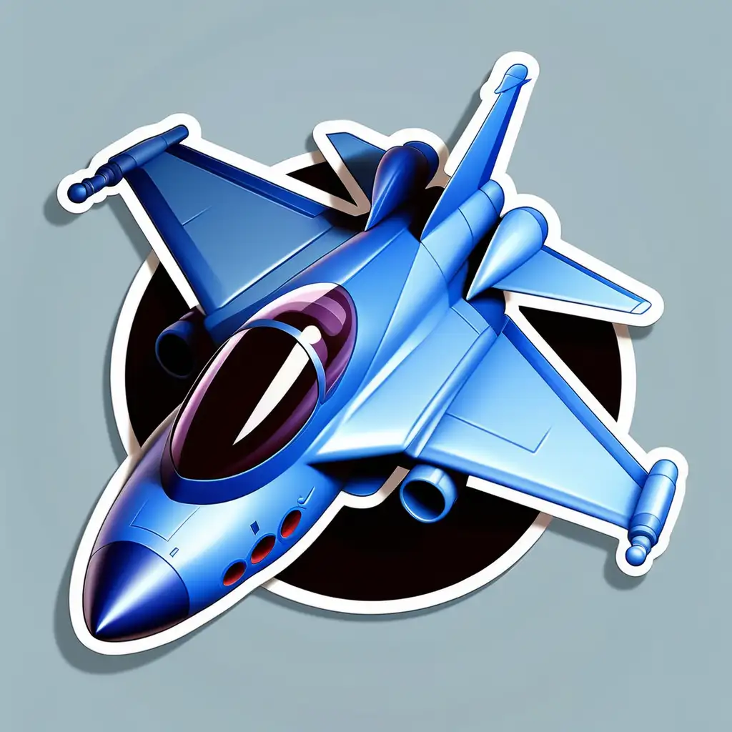 Sleek Blue Fighter Plane Sticker Icon Logo