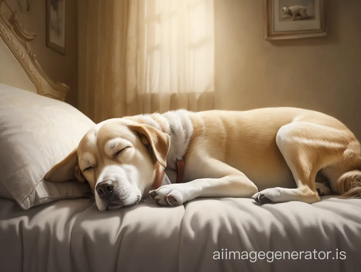 Woman-and-Dog-Resting-Comfortably-in-Bed