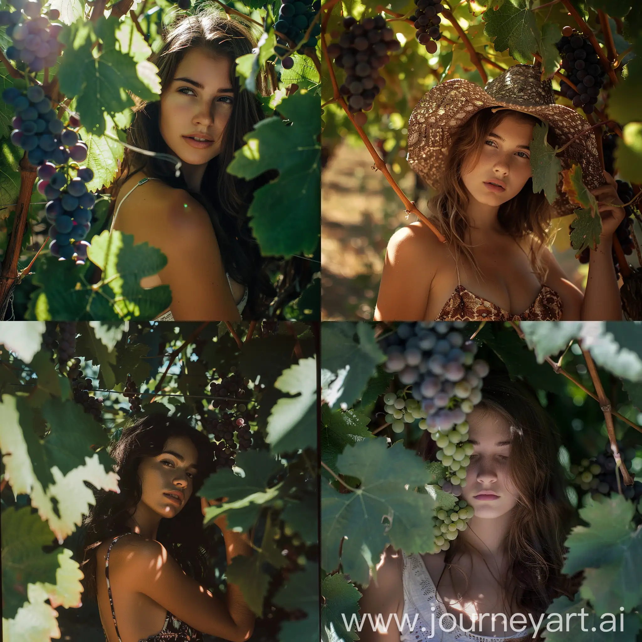 Young-Woman-Relaxing-in-the-Shade-of-a-Grapevine-on-a-Hot-Summer-Day