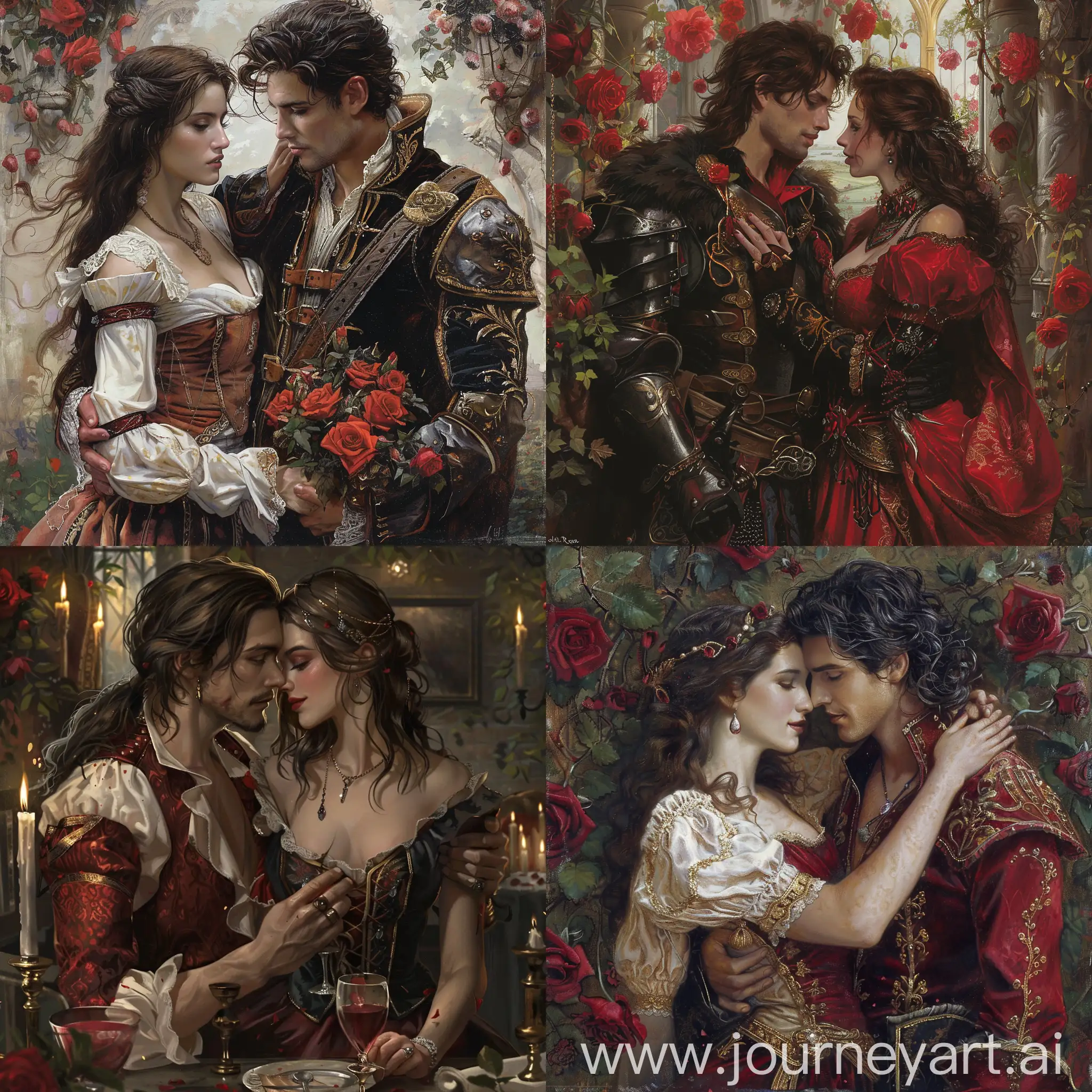 Enamored-Couple-in-Scarlet-Rose-Guild-Fantasy-Setting