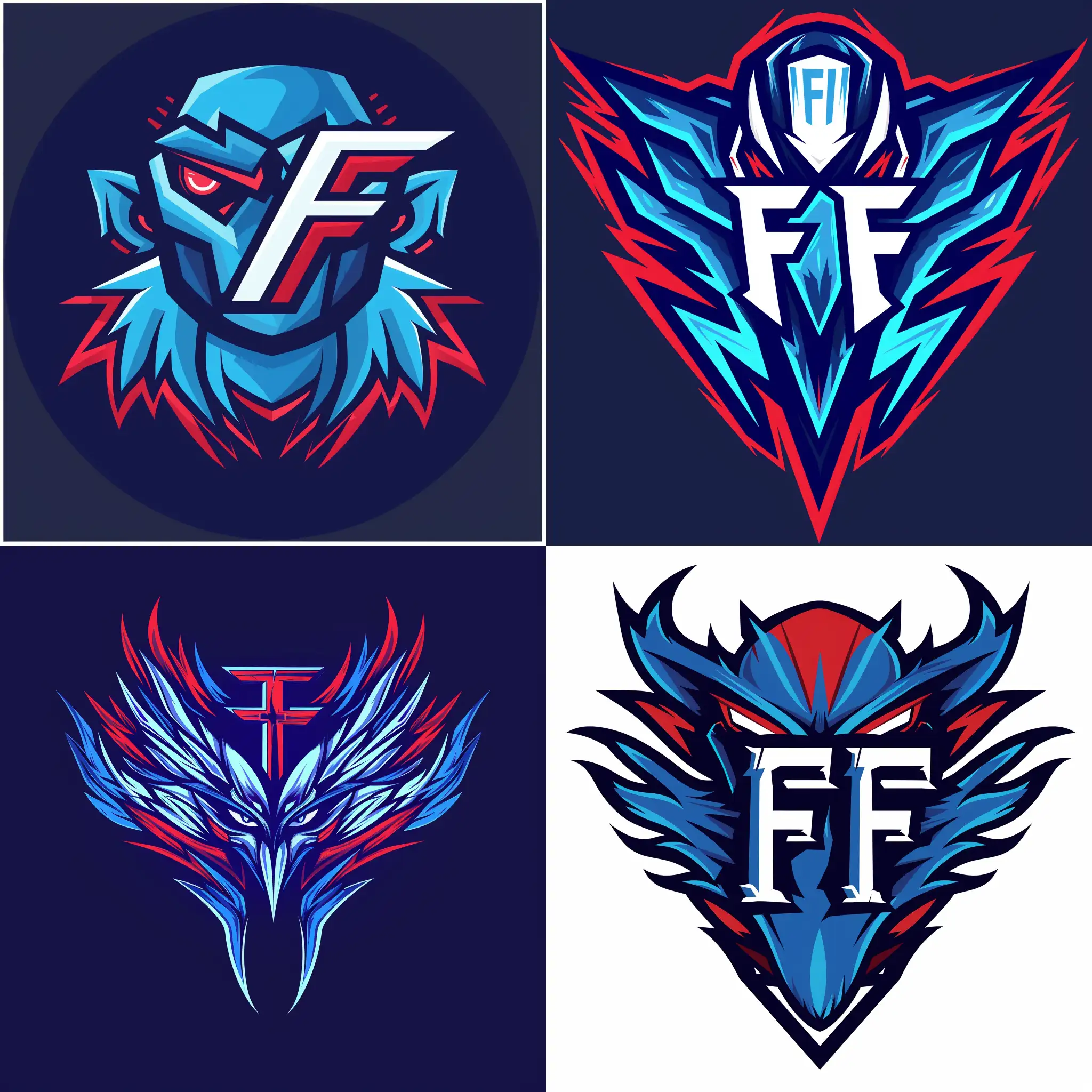 Un logo pour une team e-sport qui s'apelle "French Fiasco".
Il faut que les couleur soit bleu blanc et rouge.
Aggressif.
Il faut voir un logo "FF".
Style graphique dessin digital