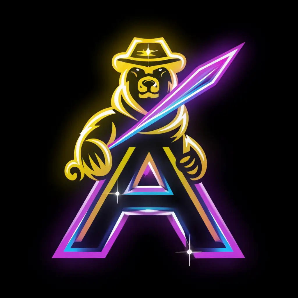 a logo design,with the text "a", main symbol:neon  bear pirate,complex,clear background