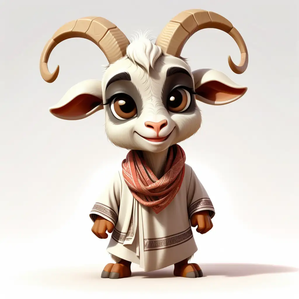 Adorable Cartoon Goat in Traditional Arab Attire Clipart