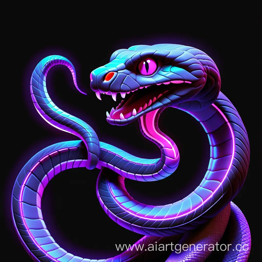 Mystical-Serpent-Gazing-Upon-Purple-Neon-Signs-in-the-Enigmatic-Darkness