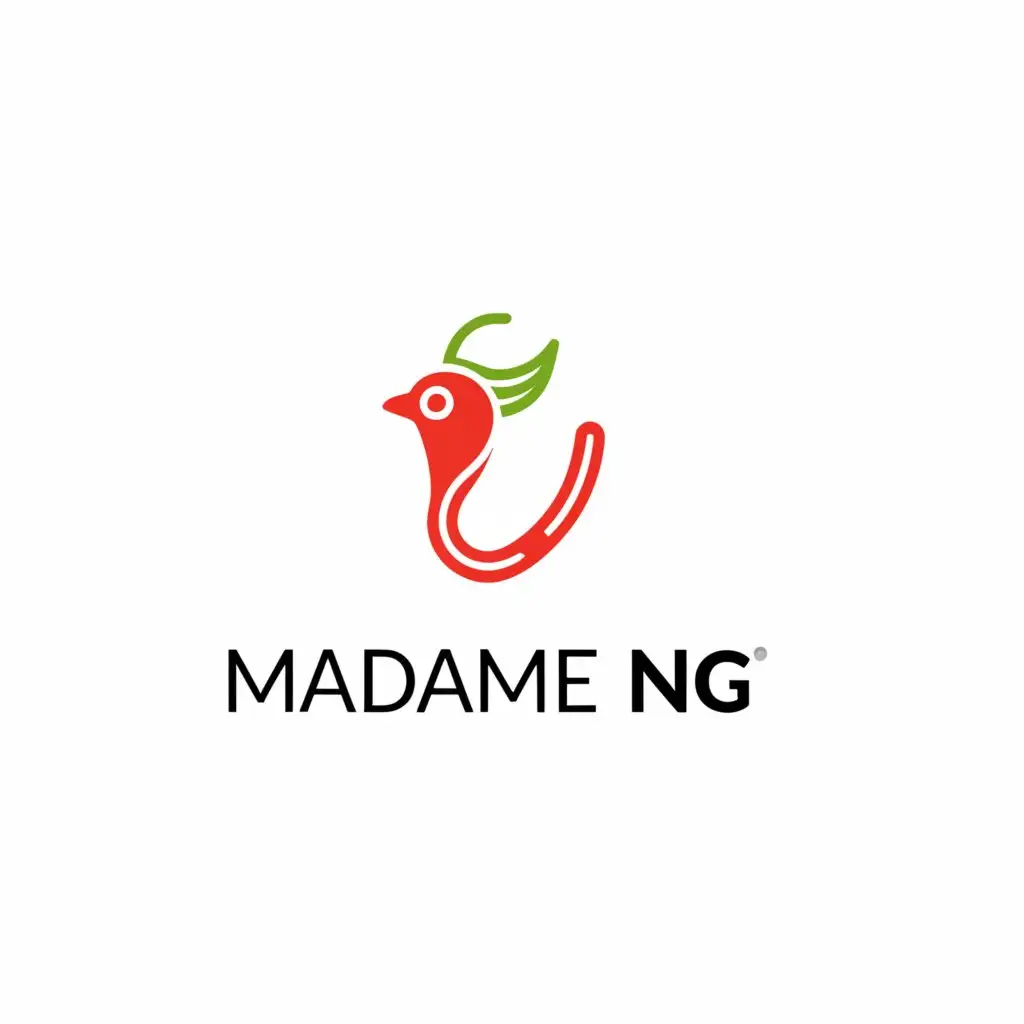 a logo design,with the text "Madame Ng", main symbol:Chicken Rice Chilli,Minimalistic,clear background