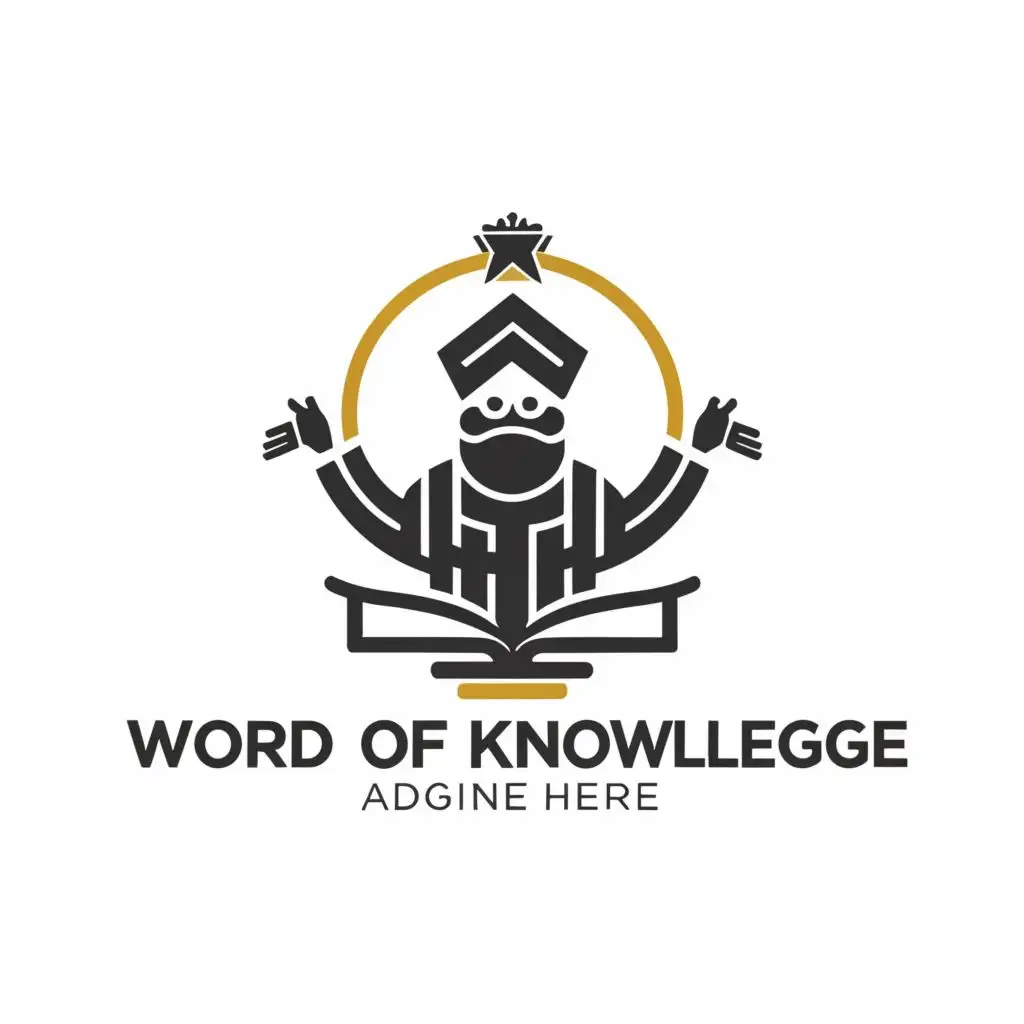 logo, an sant, with the text "Words Of Knowledge ", typography, be used in Education industry