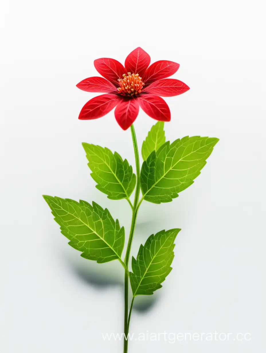 Vibrant-Red-Wild-Flower-Bouquet-with-Fresh-Green-Leaves-8K-Image-on-White-Background