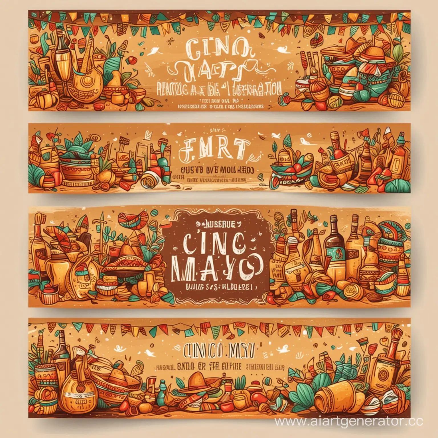 hand drawn horizontal banner template for cinco de mayo celebration