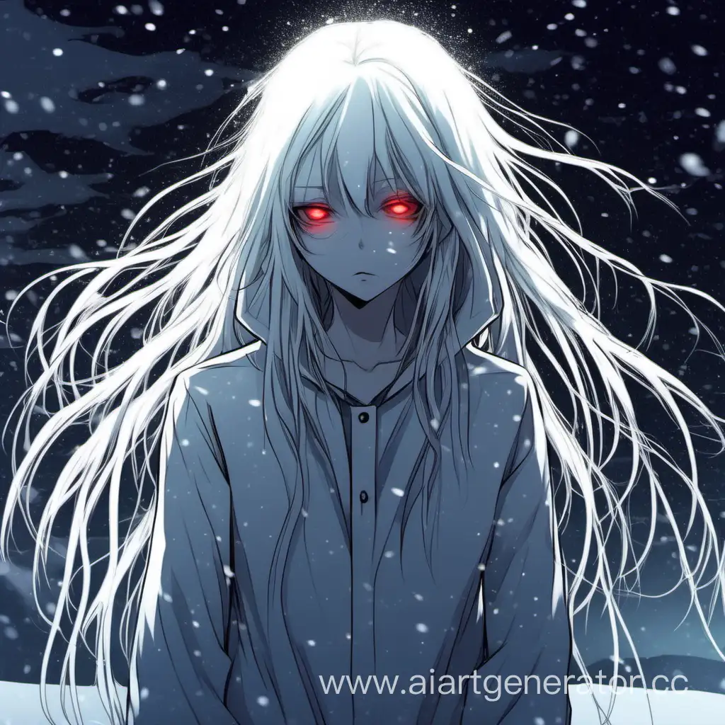 Lonely-Girl-in-Snowy-Laboratory-at-Night-with-Unhappiness-and-Blood
