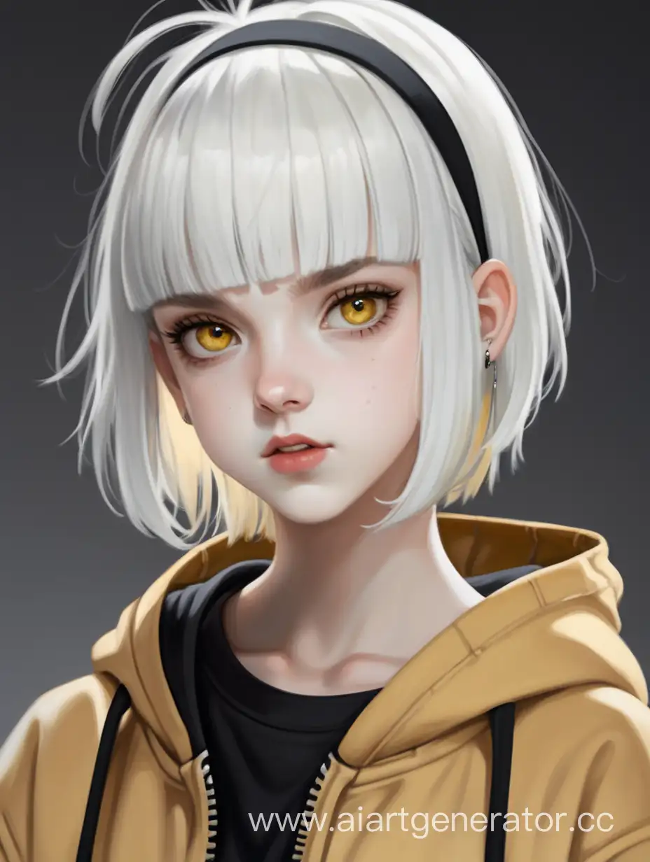 Sinister-Girl-with-White-Short-Hair-and-Yellow-Eyes-in-Brown-ZipUp-Hoodie