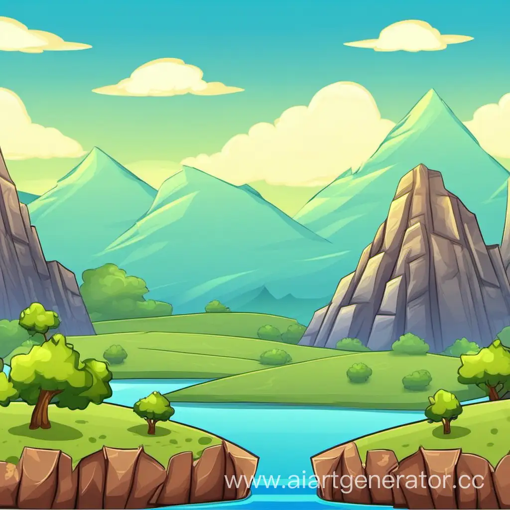 2D-Game-Background-Mountain-Landscape-with-Blue-Sky