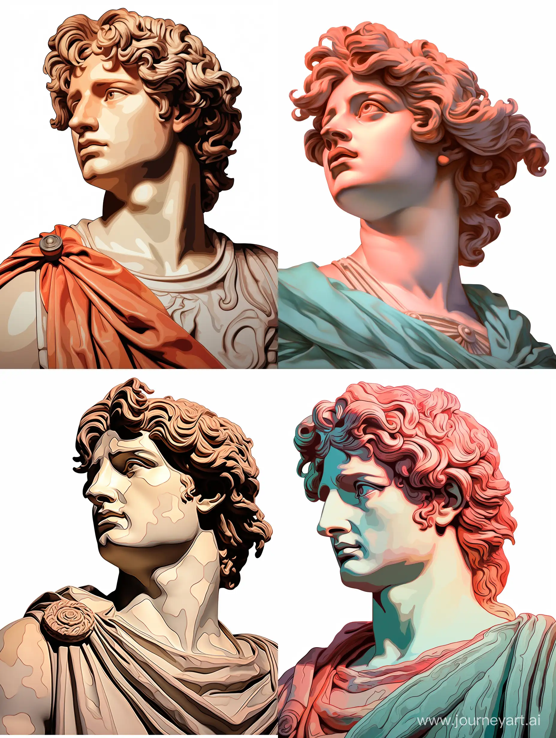 Alexander-the-Great-Portrait-with-Crown-in-Vector-Style