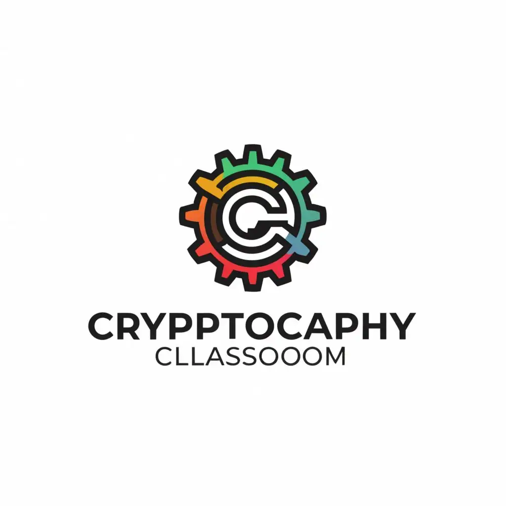 a logo design,with the text "Cryptography Classroom", main symbol:a gear,Moderate,be used in Education industry,clear background