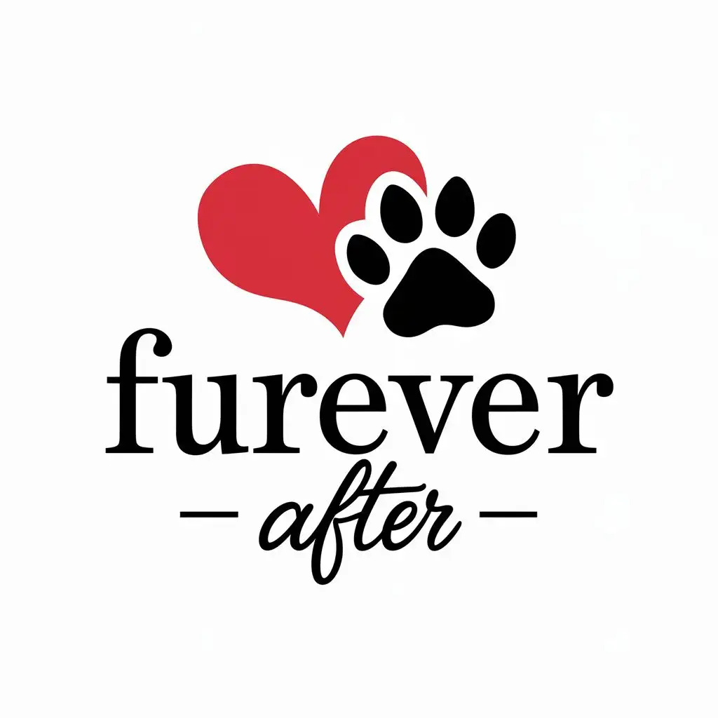 logo, heart paw hand, with the text "Furever After", typography, be used in Home Family industry