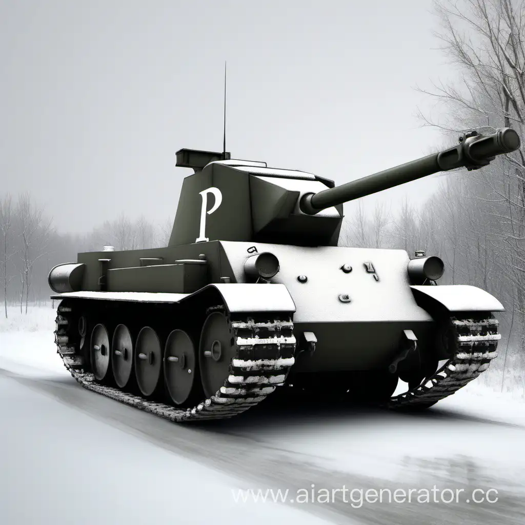 Тяжёлый танк кф-1 с белой буквой P