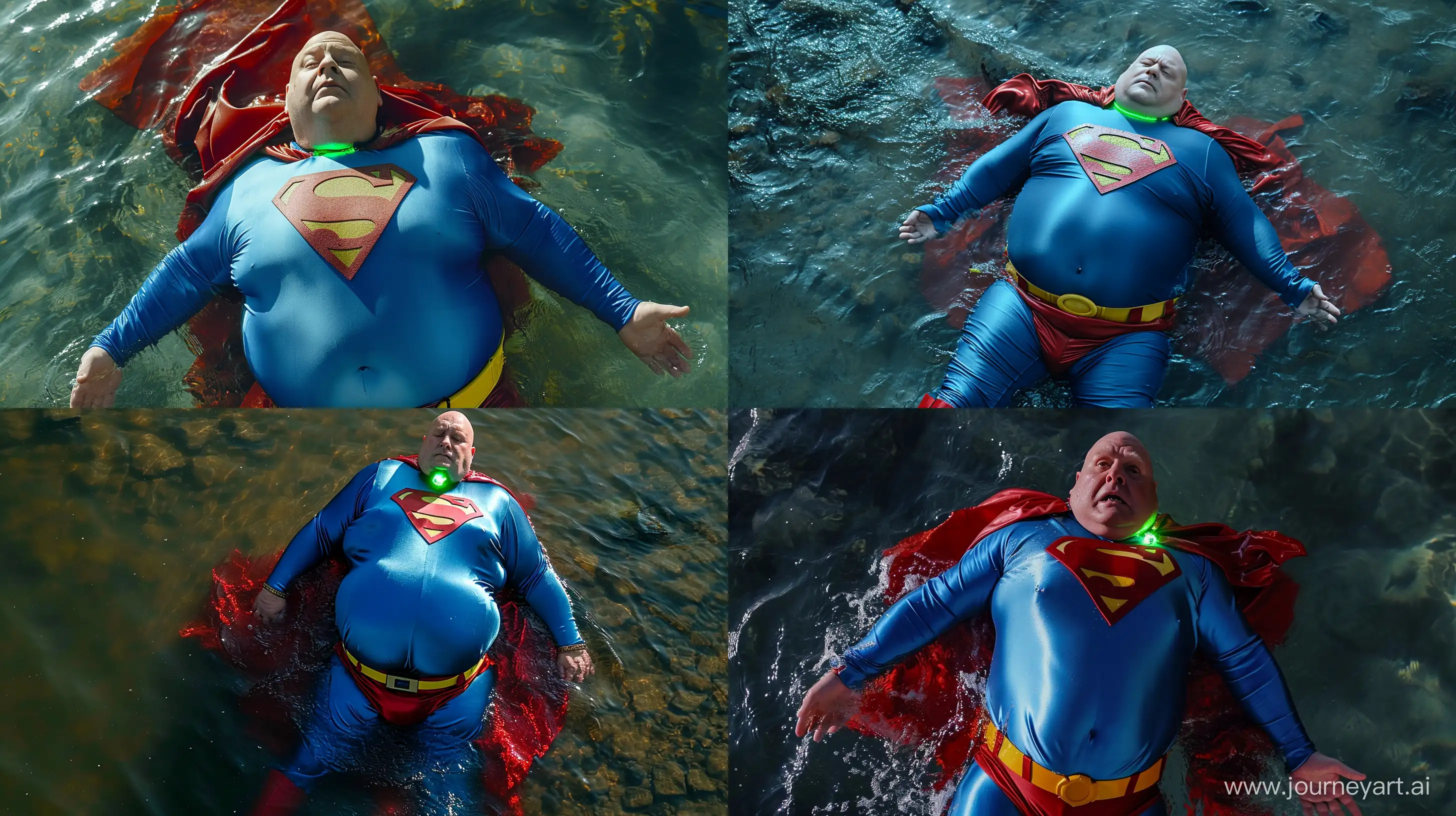 Elderly-Superman-Enjoys-a-Refreshing-Swim-in-River-Outside