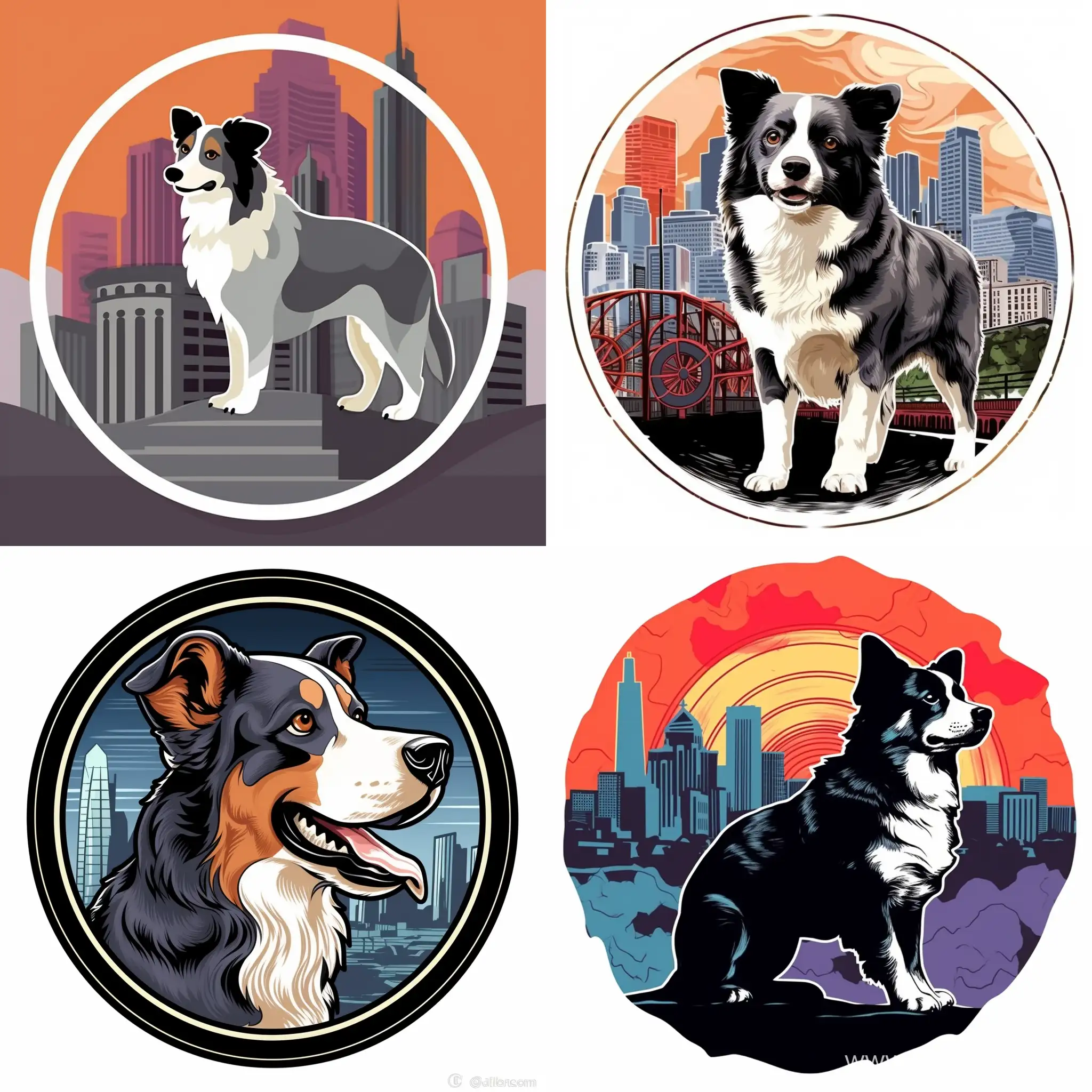 Urban-Corgi-Design-with-Street-Elements-in-Dark-Grays-Brick-Reds-and-Neon-Colors