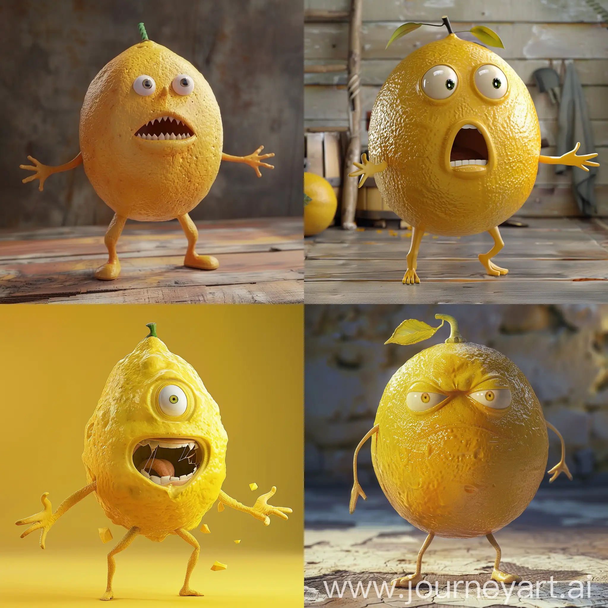 The talking lemon with arms and legs squealed really hard :: 3D animation