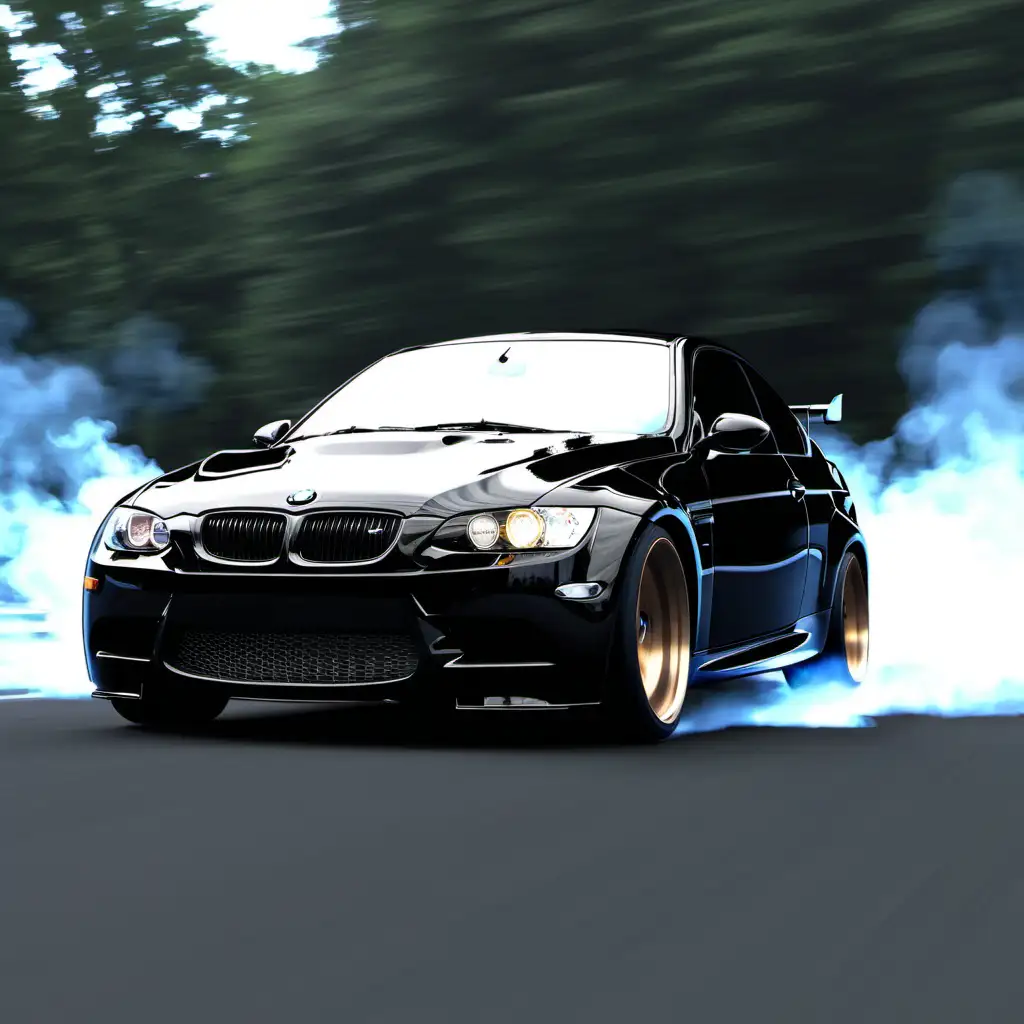 Sleek and Powerful AllBlack Tuned BMW M3 Drifting in Clouds of Smoke