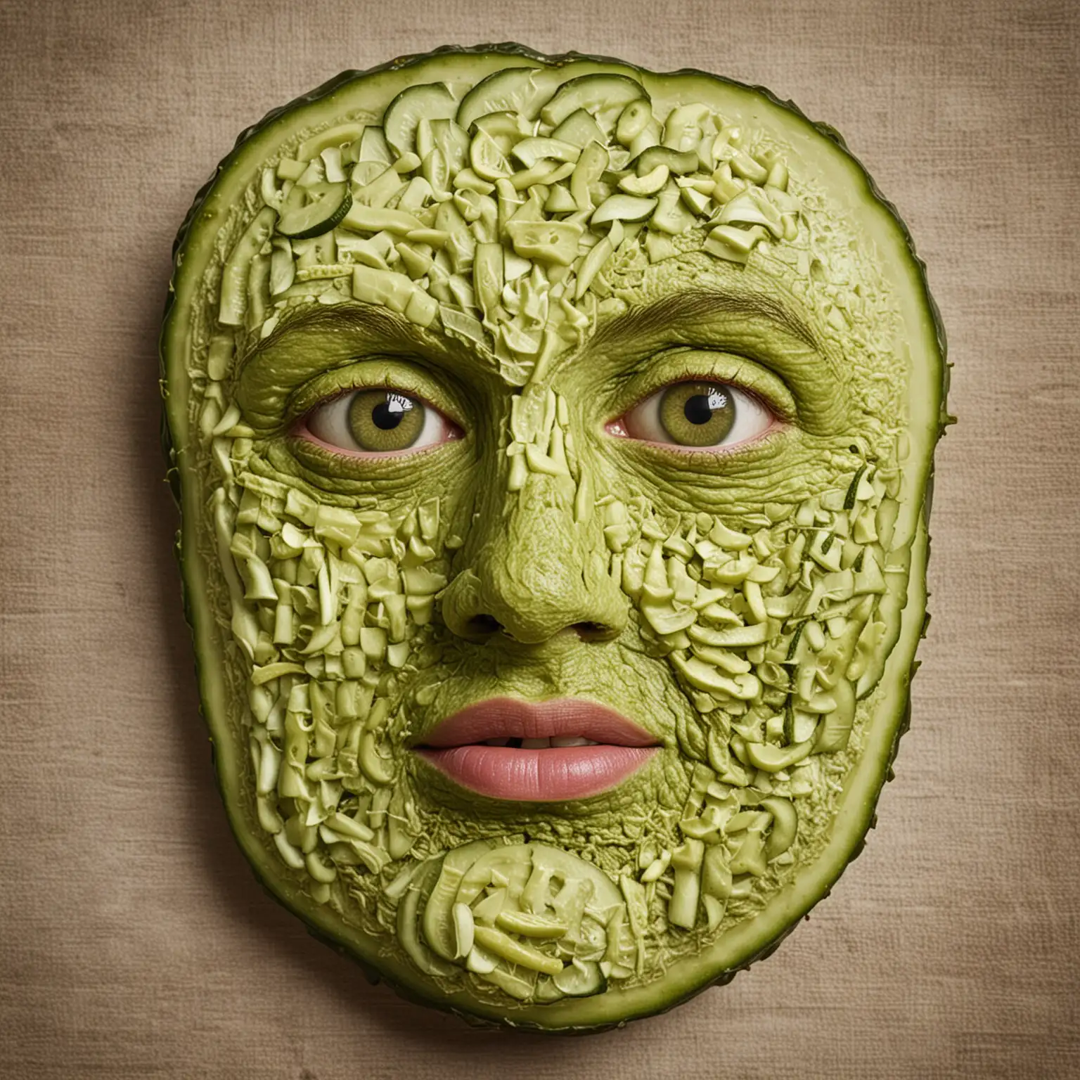 Face made of pickle skin