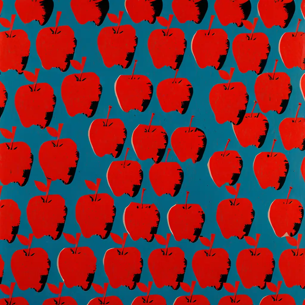 Hand Printed Andy Warhol Inspired Red Apples Art