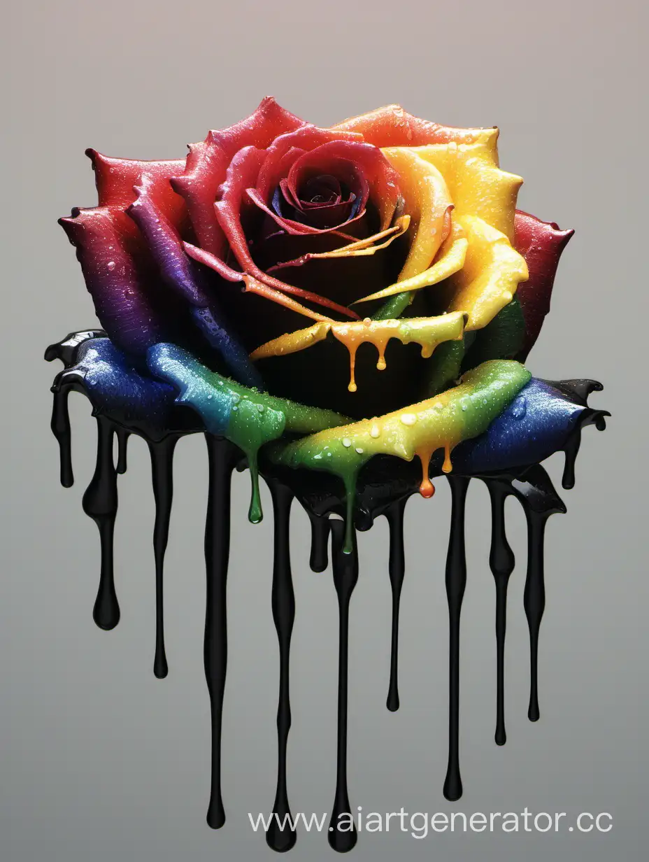 Vibrant-Rainbow-Dripping-on-Black-Roses-Artwork