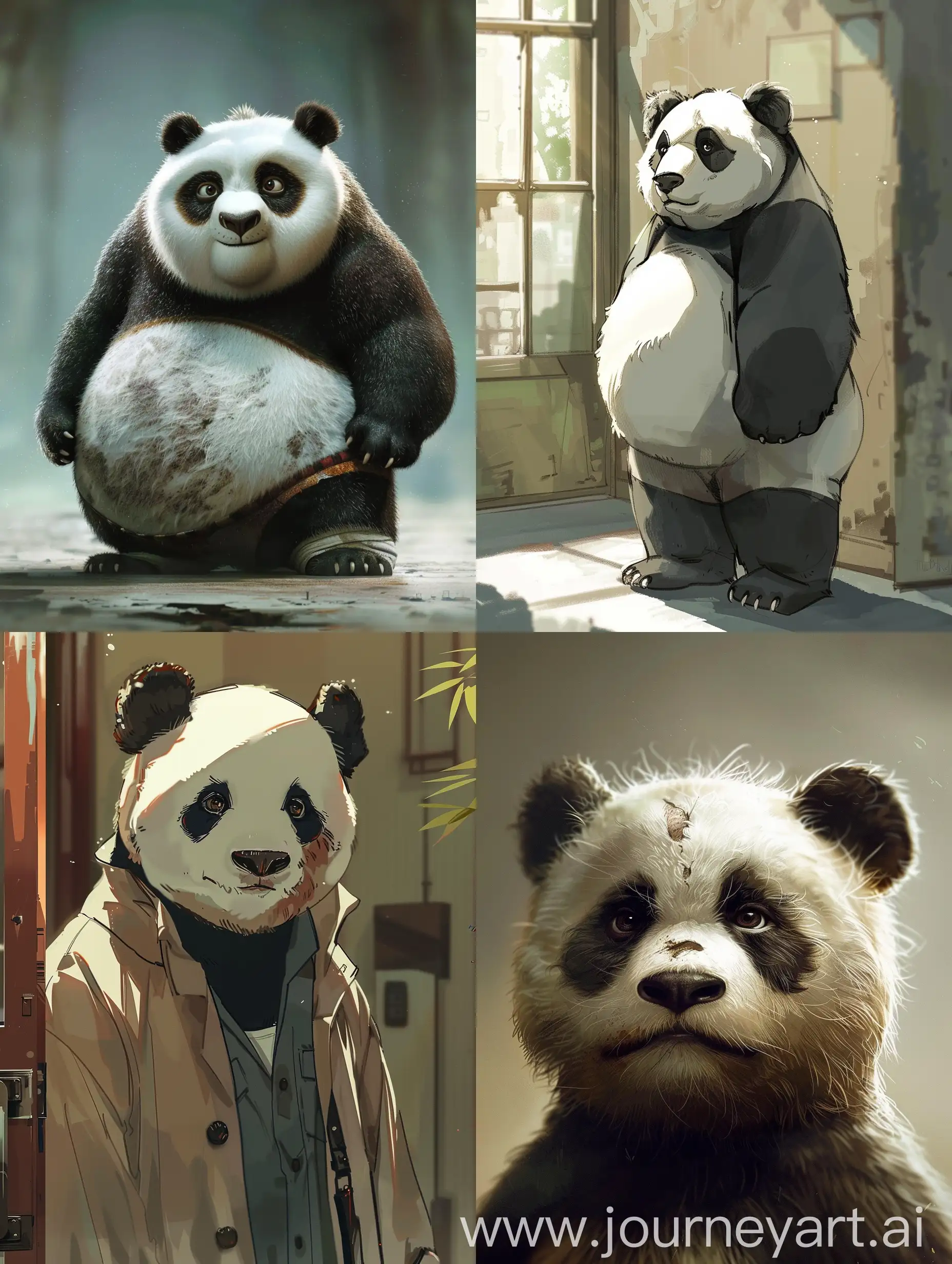 Нужно, чтобы панда стал человеческим парнем. Обязательно с чёрными кругами под глазами и слегка пухлым.
