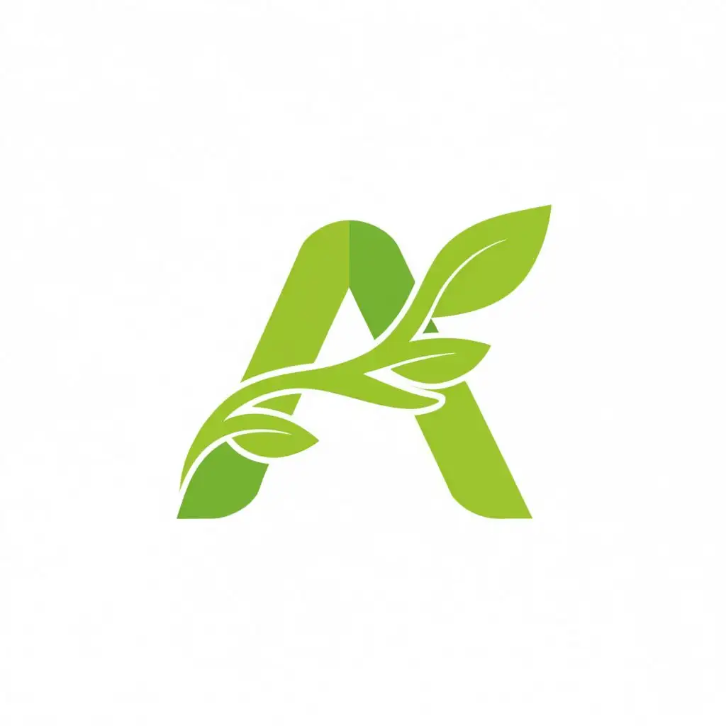 logo, green letter A, flat green color, gum leaves up the side of the A making the letter A, simple, with the text "A", smooth, typography, be used in Home Family industry