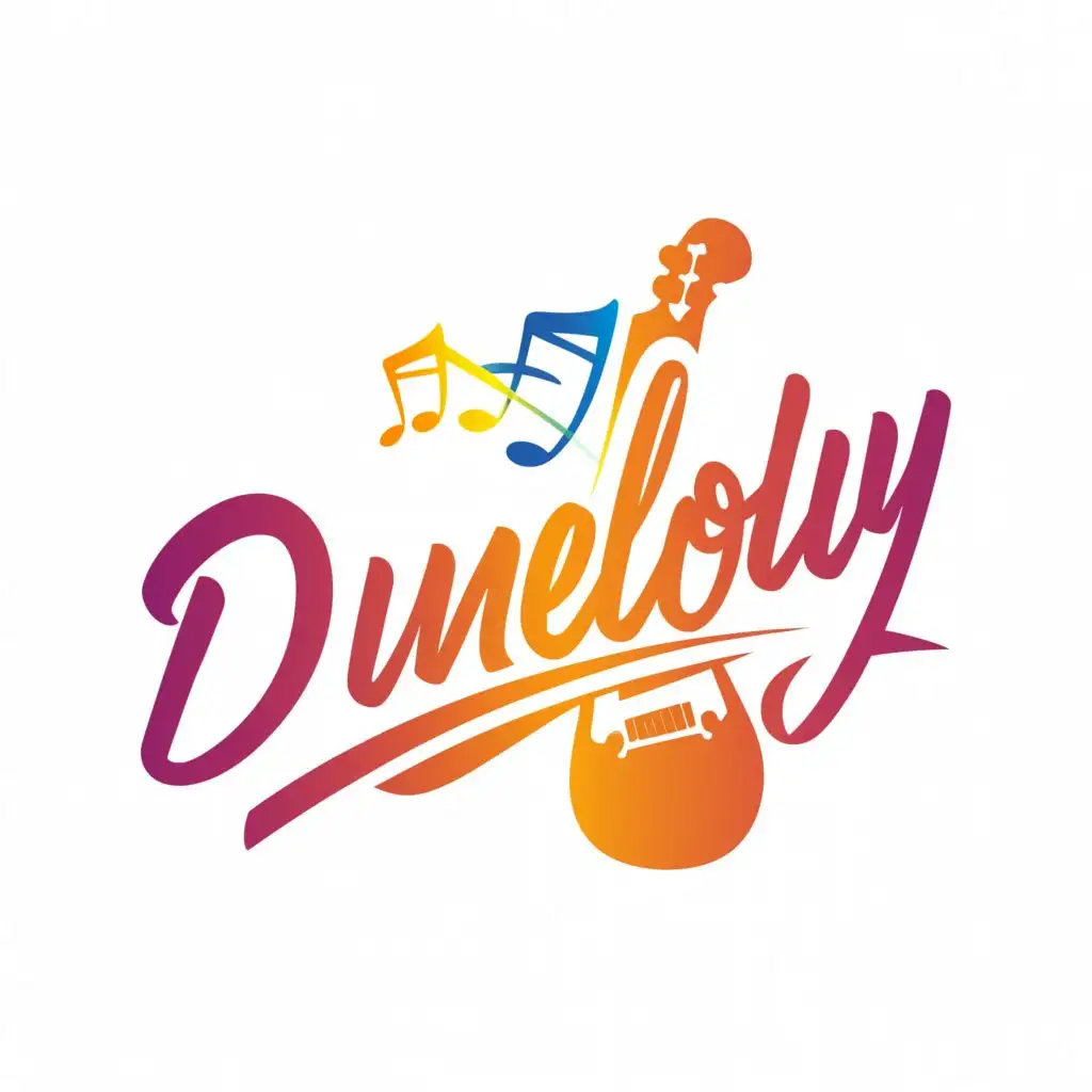 a logo design,with the text "DuMelody", main symbol:Treble clef, Piano, guitar, be used in Internet industry
