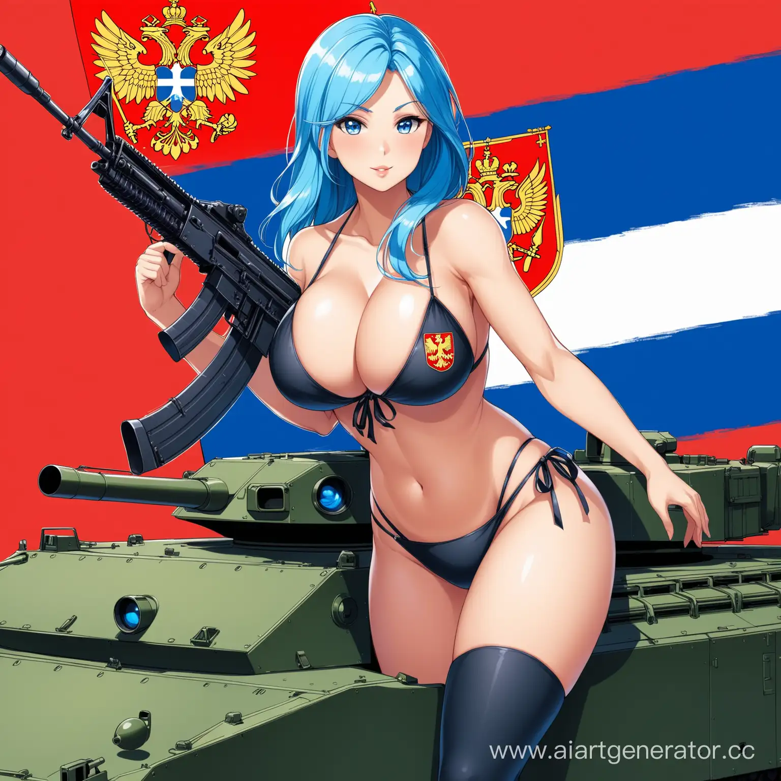 Russian-MILF-Girl-with-AK12-Assault-Rifle-and-TwoHeaded-Eagle