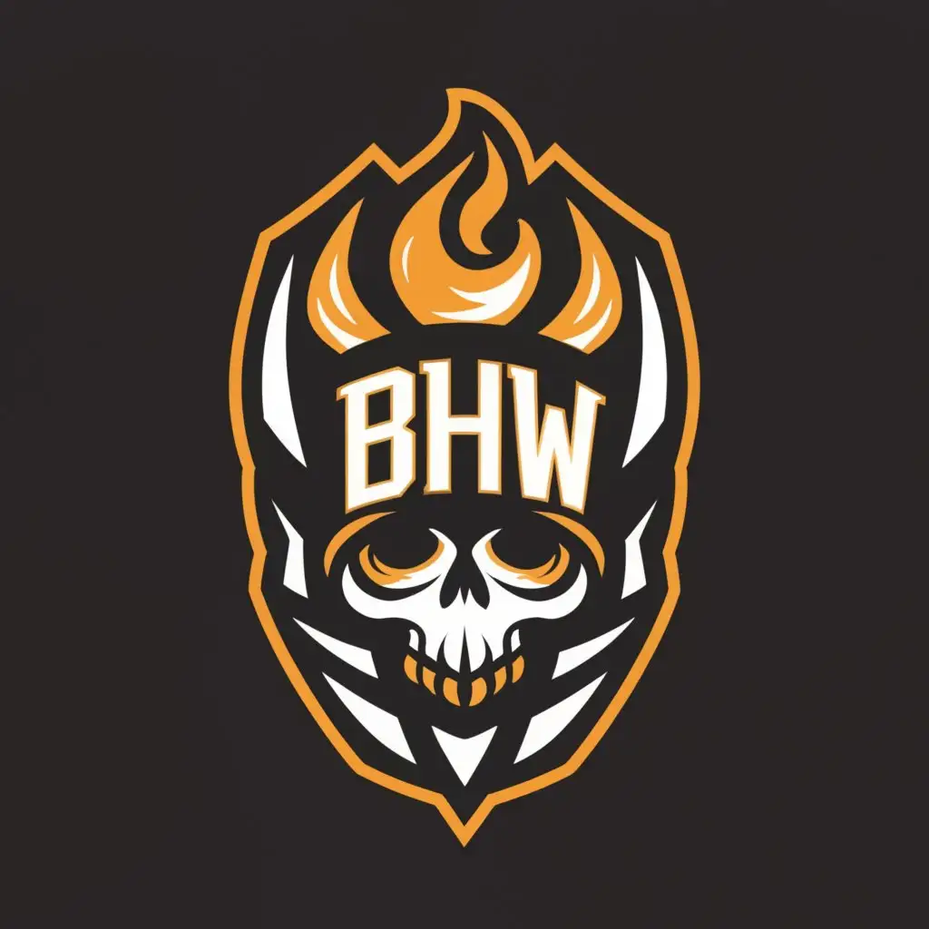 a logo design,with the text "BHW", main symbol:Flaming skull,Moderate,be used in Sports Fitness industry,clear background