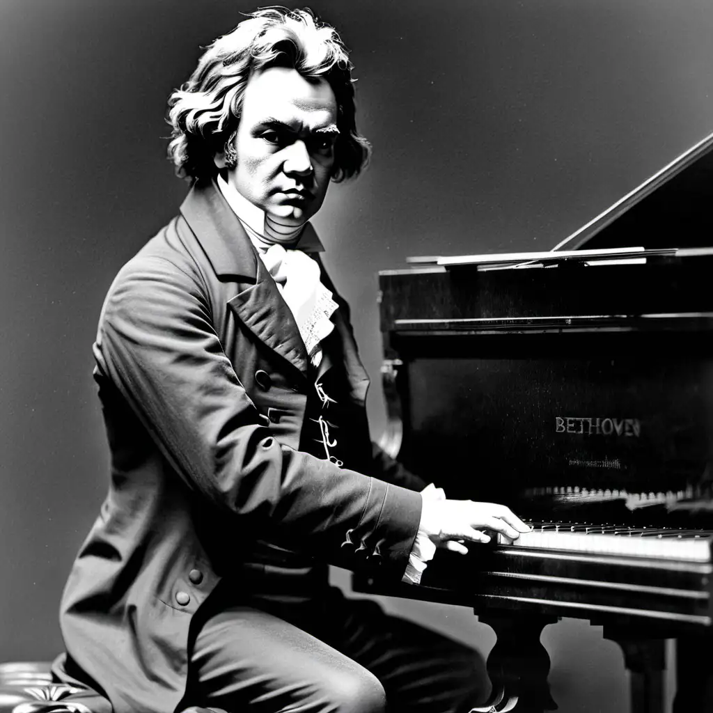 Beethoven Performing a Sonata on his Elegant Grand Piano