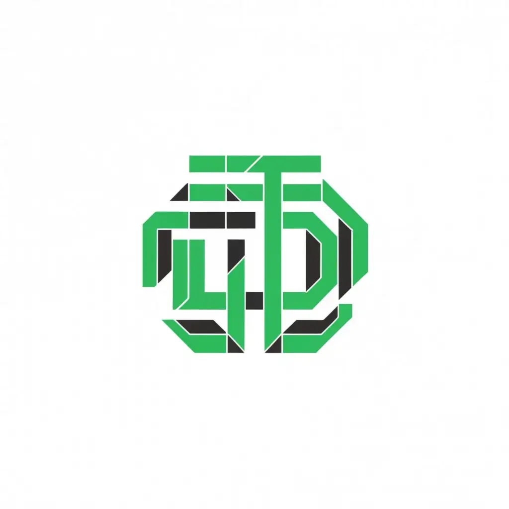 logo, Green, symmetrical, futuristic, with the text "TD", typography