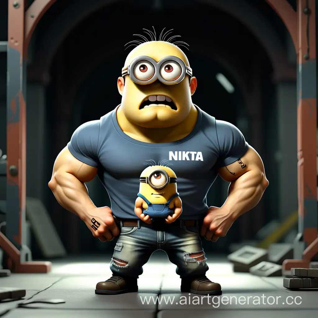 Muscular-Minion-Character-Nikita-TShirt-Animated-Artwork