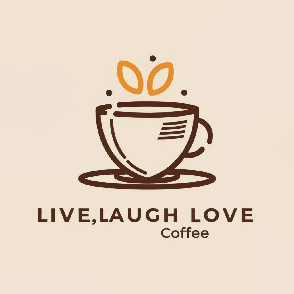 a logo design,with the text "LIVE, LAUGH, LOVE. COFFEE", main symbol:MUG,Minimalistic,clear background