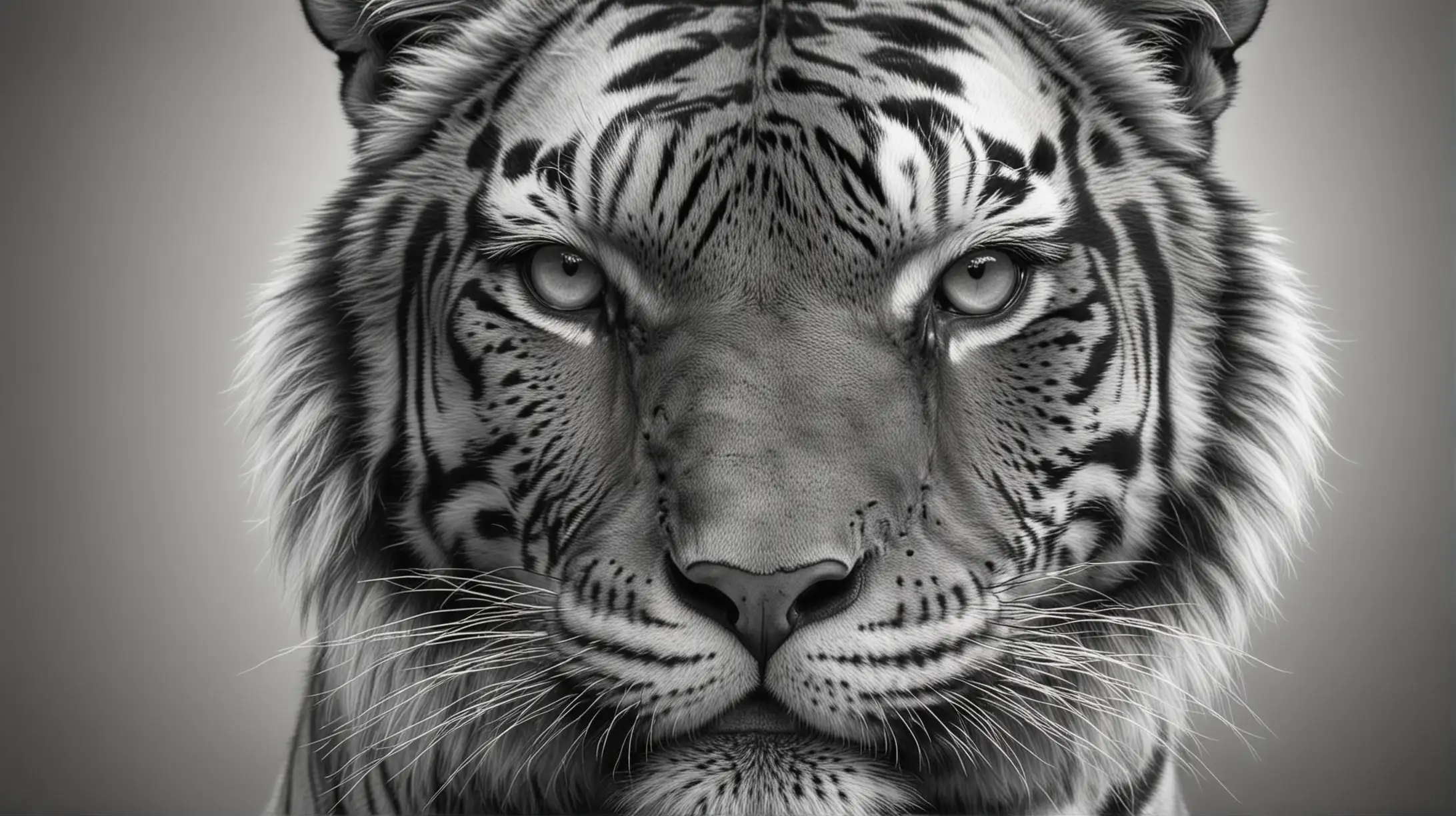 Erstelle ein hyperrealistisches Schwarz-Weiß-Bild eines Tigers, auf dem nur sein Kopf zu sehen ist. Achte darauf, dass das Bild nur den Kopf des Tigers zeigt und dass jedes Detail des Gesichts des Tigers klar und präzise dargestellt wird. Verwende nur Schwarz und Weiß, um einen kontrastreichen und dramatischen Effekt zu erzielen, der die Stärke und Schönheit des Tigers betont.