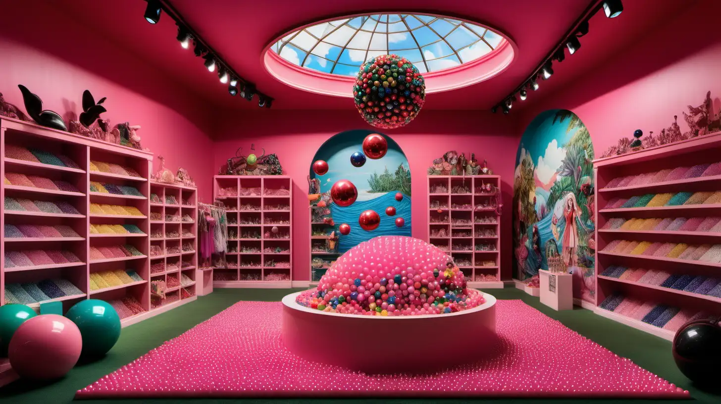 Susans Dream World Whimsical Maximalist Retail Experience with Beaded Swings and Ball Pit