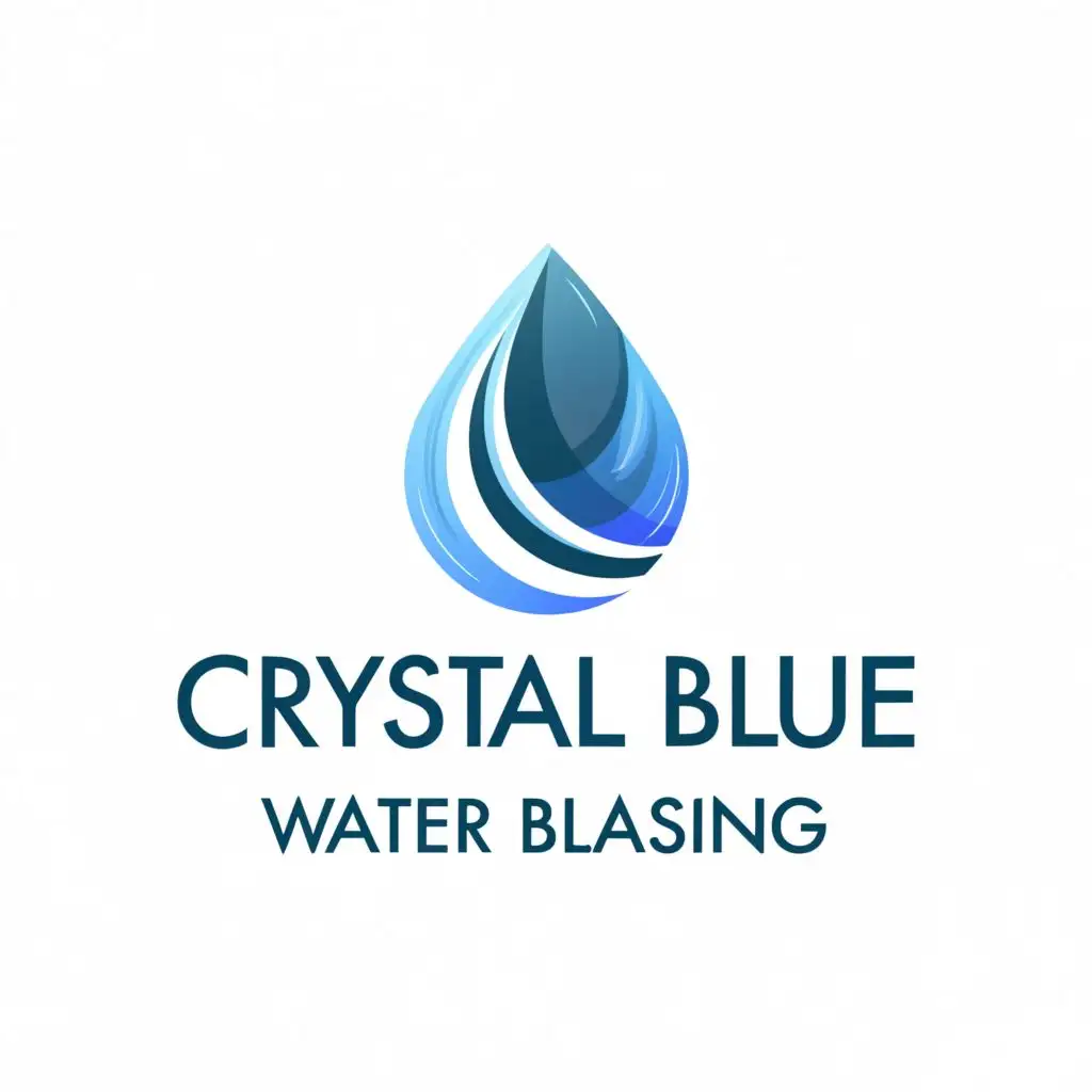 a logo design,with the text "Crystal Blue Waterblasting", main symbol:water,Moderate,clear background