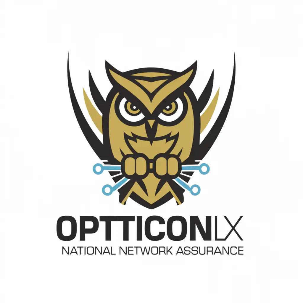 a logo design,with the text 'National Network Assurance', main symbol:owl grabbing a cable,complex,be used in Technology industry,clear background